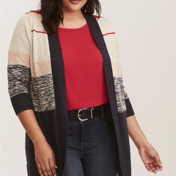 Torrid Striped Cardigan - Plus Size 00 - Picture 1 of 8
